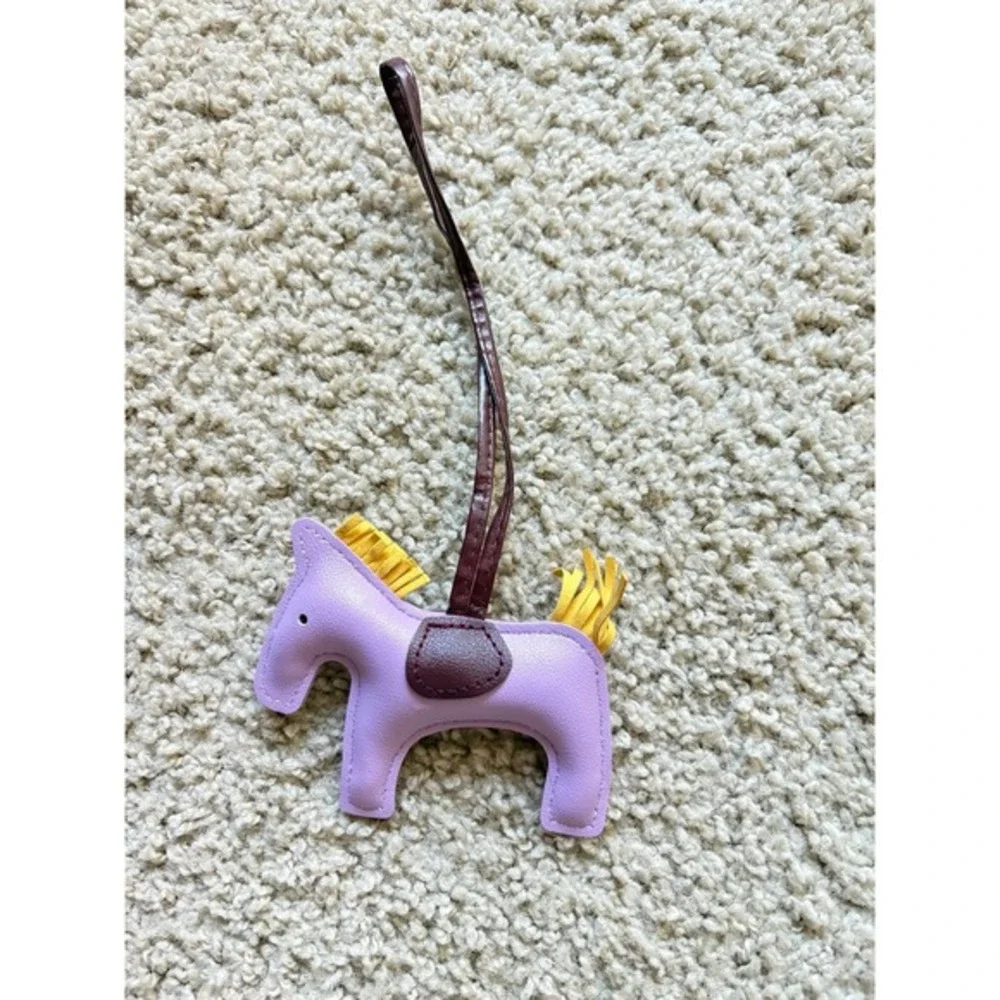 Lavender Faux Leather Horse pony‎ Bag Charm Keychain Accessory New